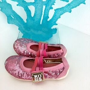 NEW TODDLER GIRL MICHAEL KORS PINK SEQUENCE EMBELLISHED FLATS SHOES SZ 9